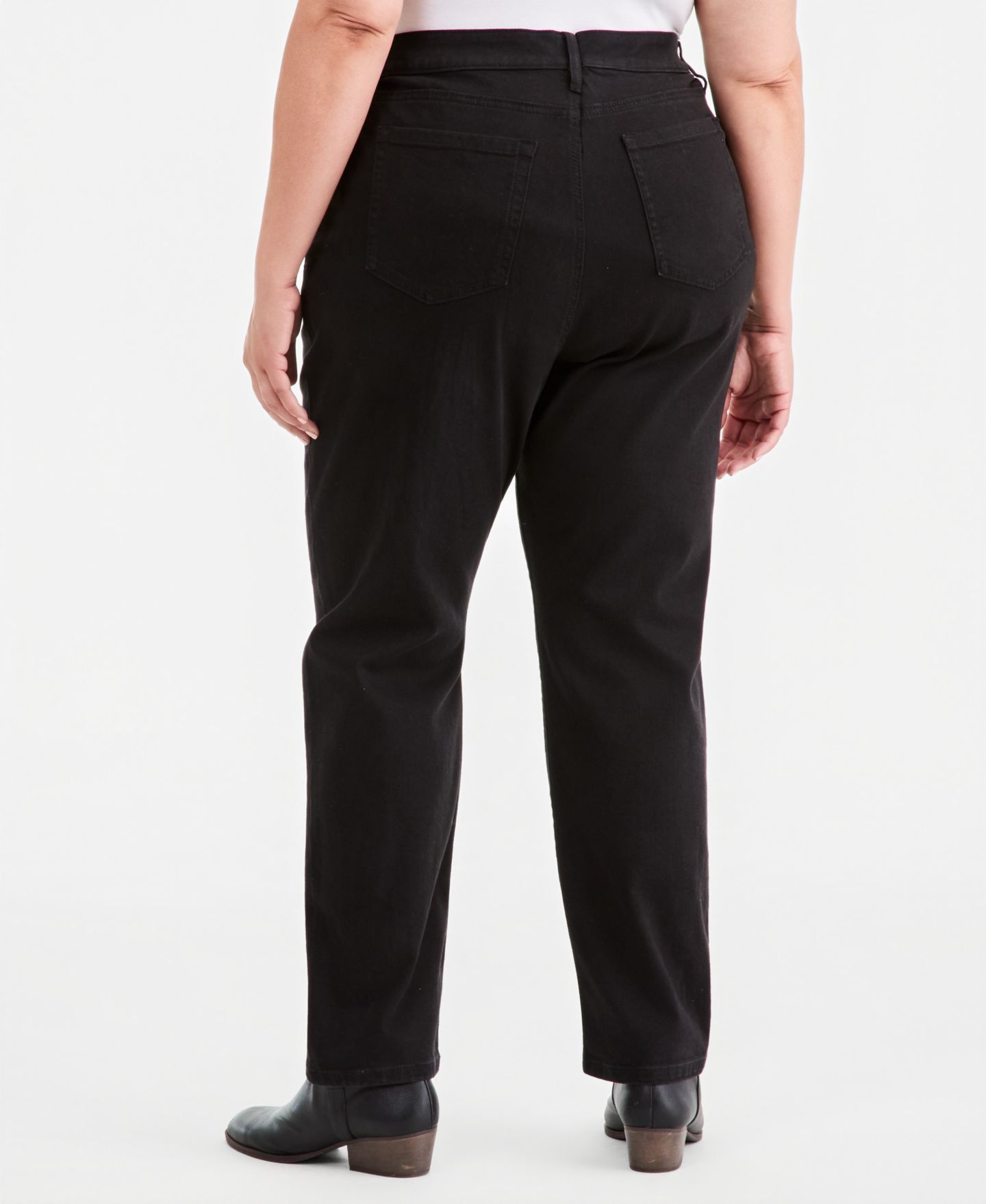 Женские джинсы Style & Co Plus Size High-Rise Straight-Leg, цвет: Глубокий чёрный — фото 4