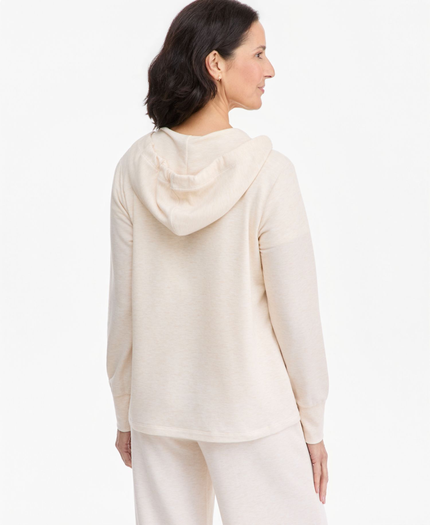 Petite LuxLounge French Terry V-Neck Hoodie with Drawstring