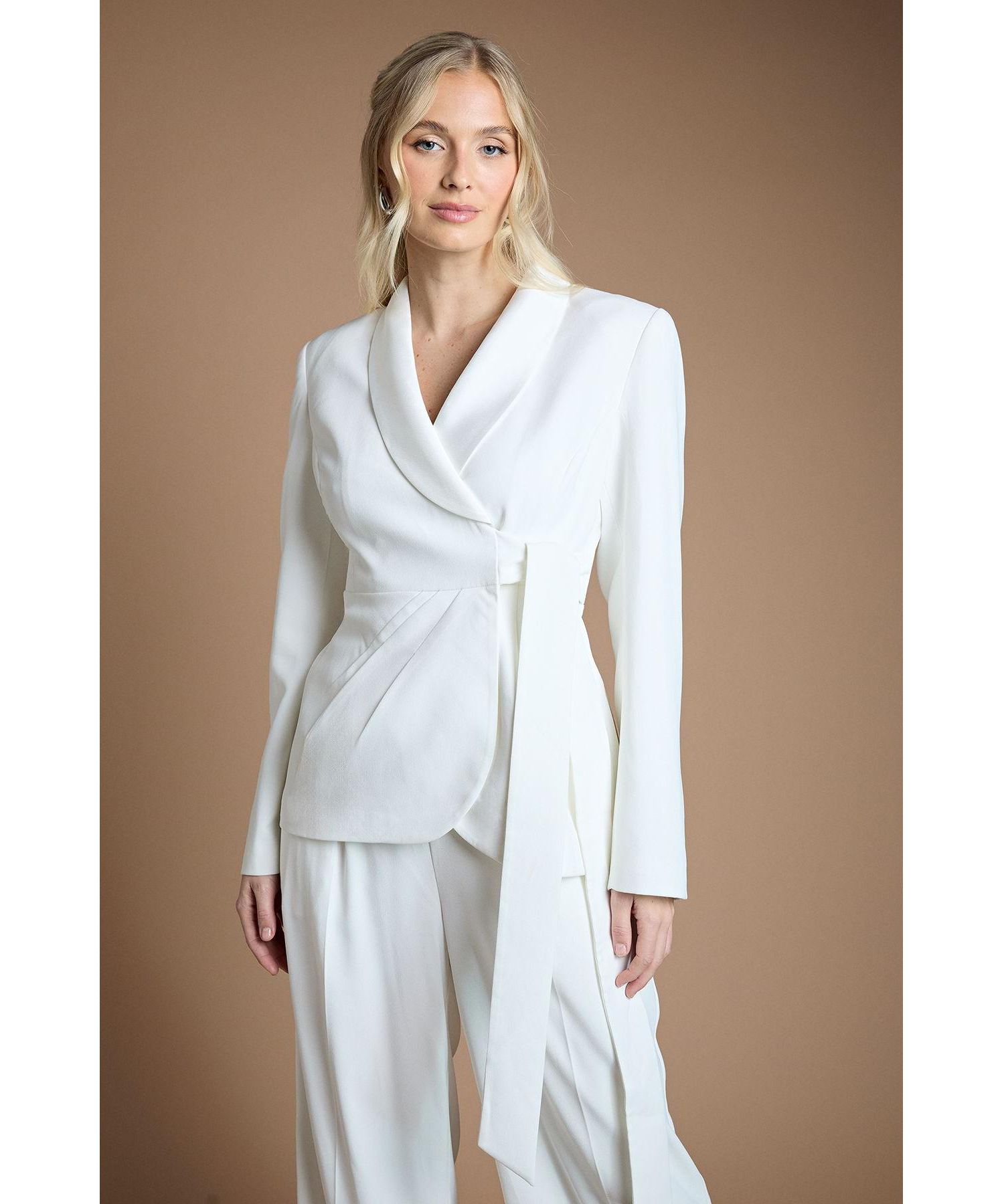 Women's Bridal Satin Wrap-Front Blazer