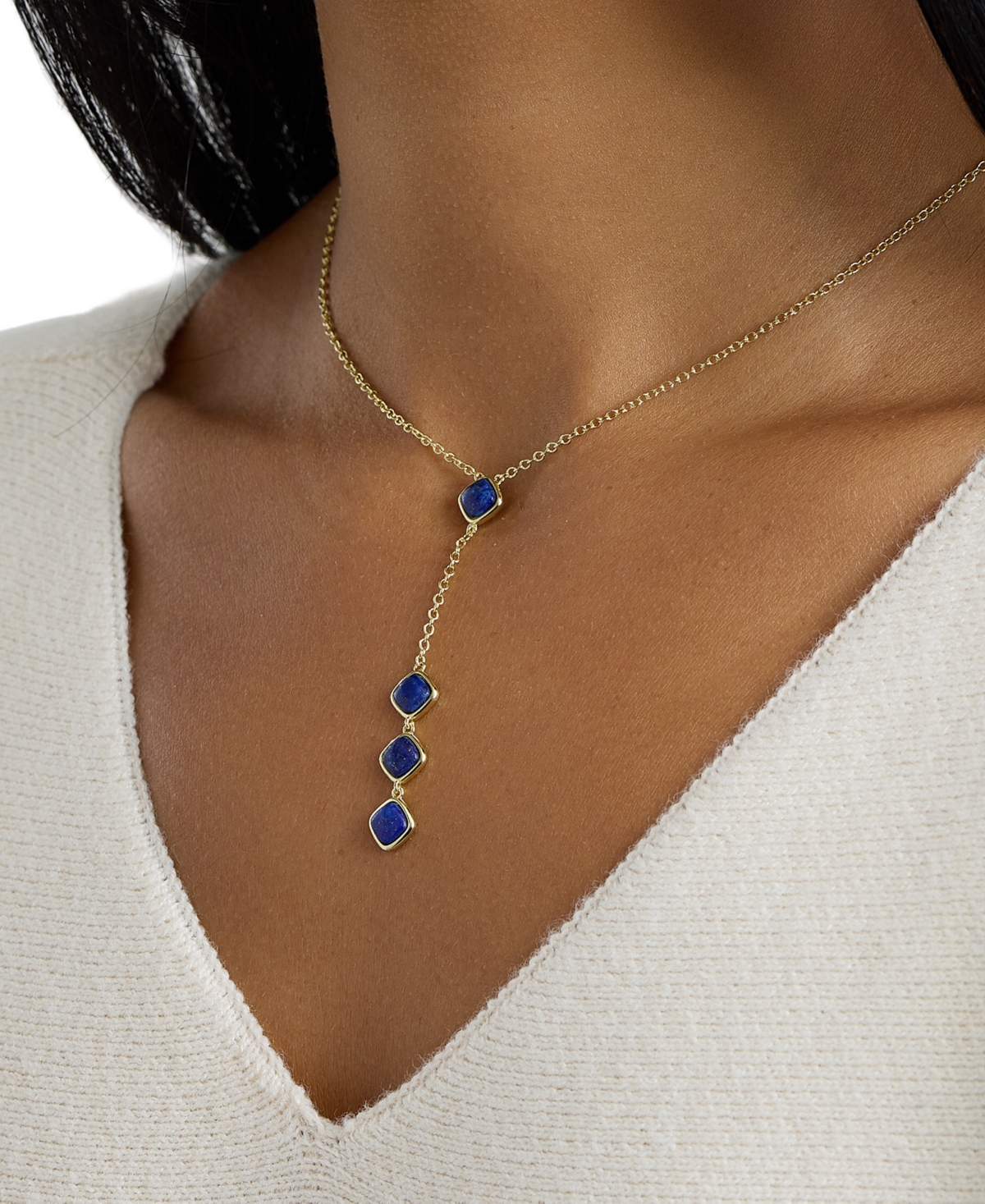 Macy's Gold-Plated Lapis Howlite Turquoise Y-Necklace