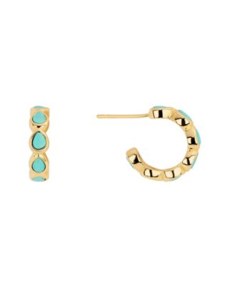 Gold-Plated Howlite Turquoise Pear Hoop Earrings