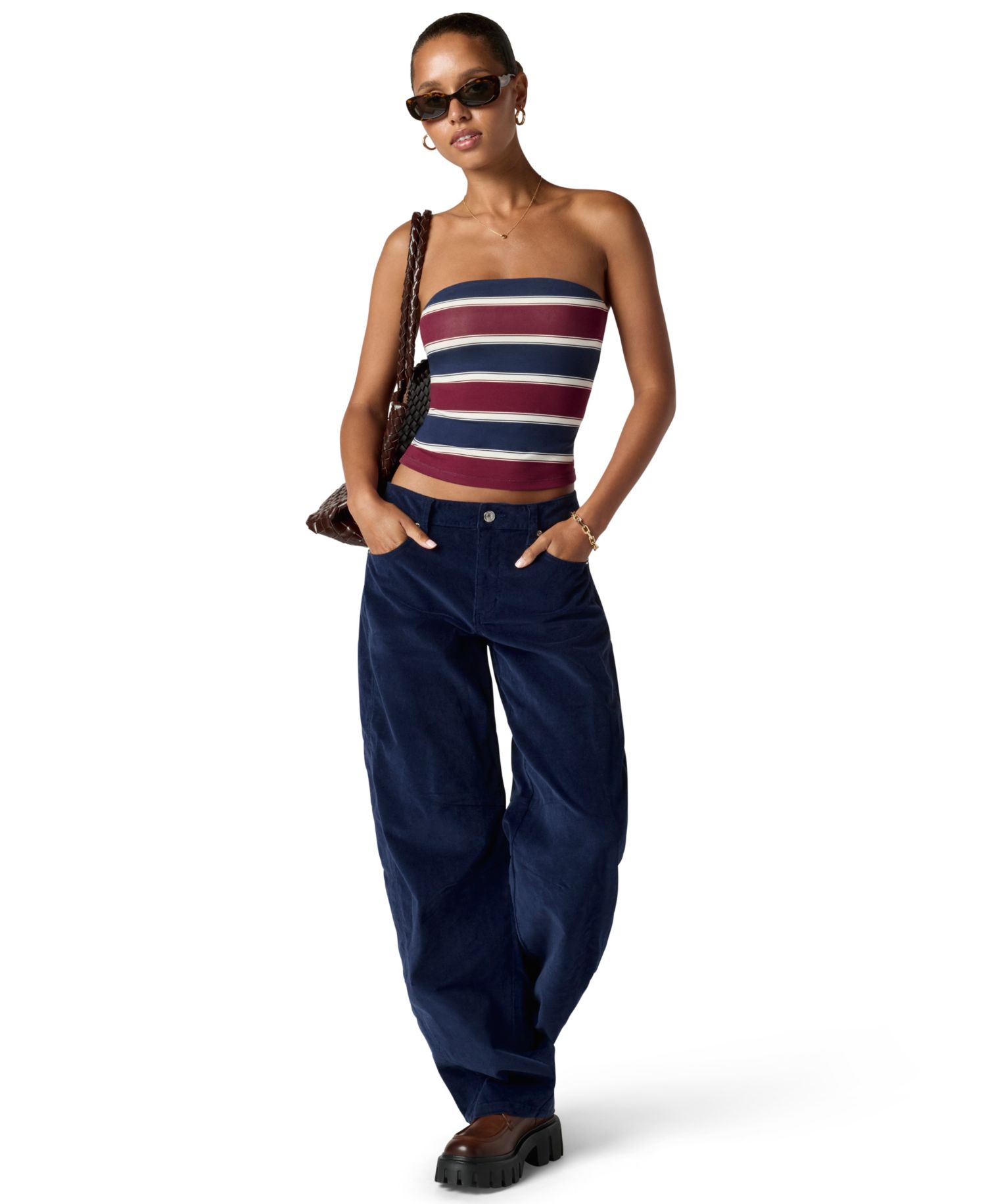 Juniors' Striped Stretch Strapless Tube Top