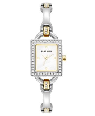 Women's Quartz Rectangle Two-Tone Alloy Metal Bracelet Watch 20mm x 17mm