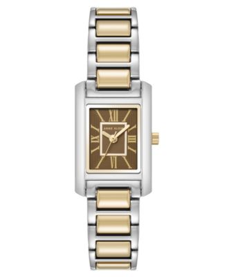 Women's Quartz Rectangle Two-Tone Alloy Metal Bracelet Watch 26mm x 20mm