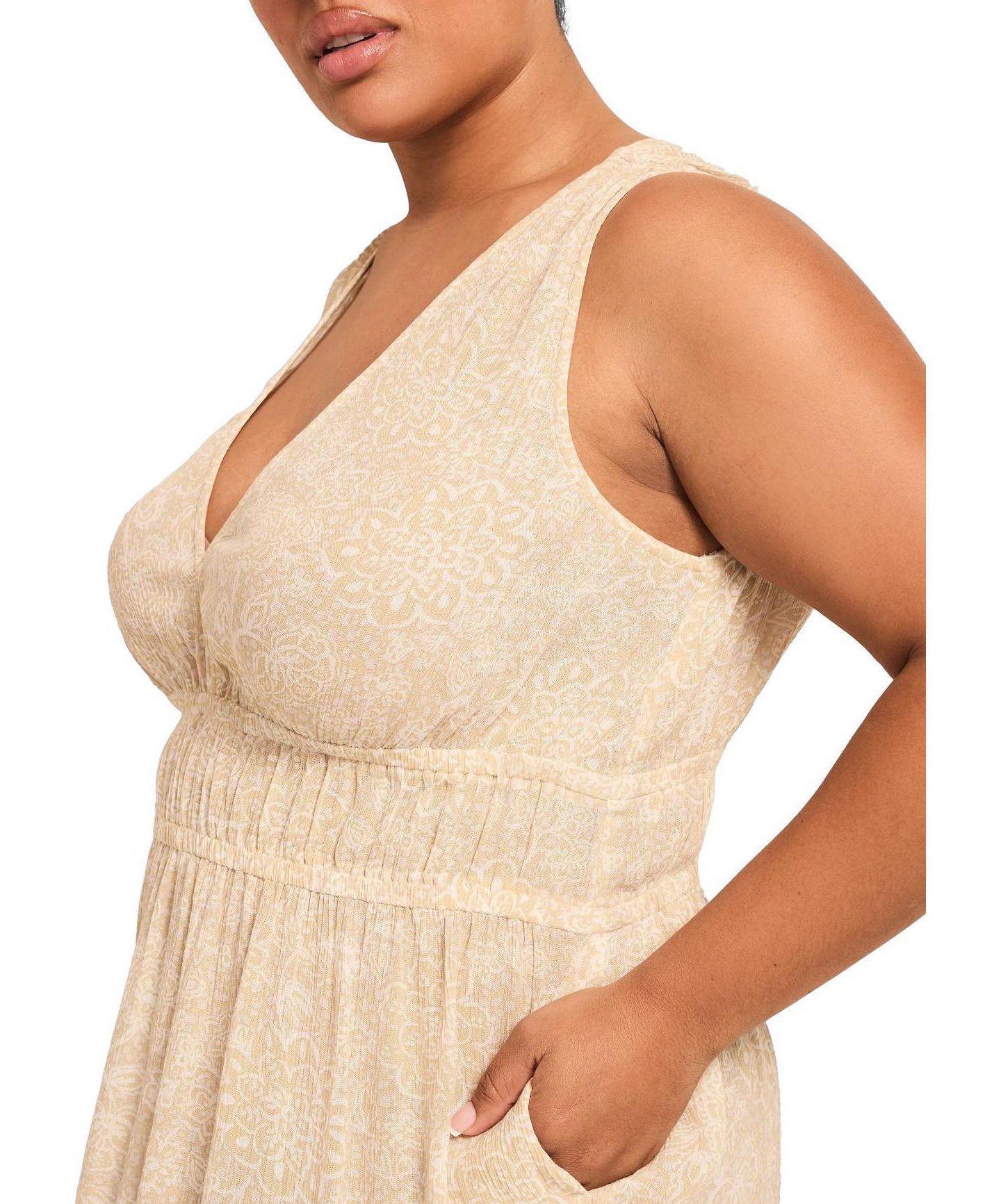Женское платье Adore Me Zahira Plus-Size Lounge Dress, цвет: С принтом бежевый — фото 2