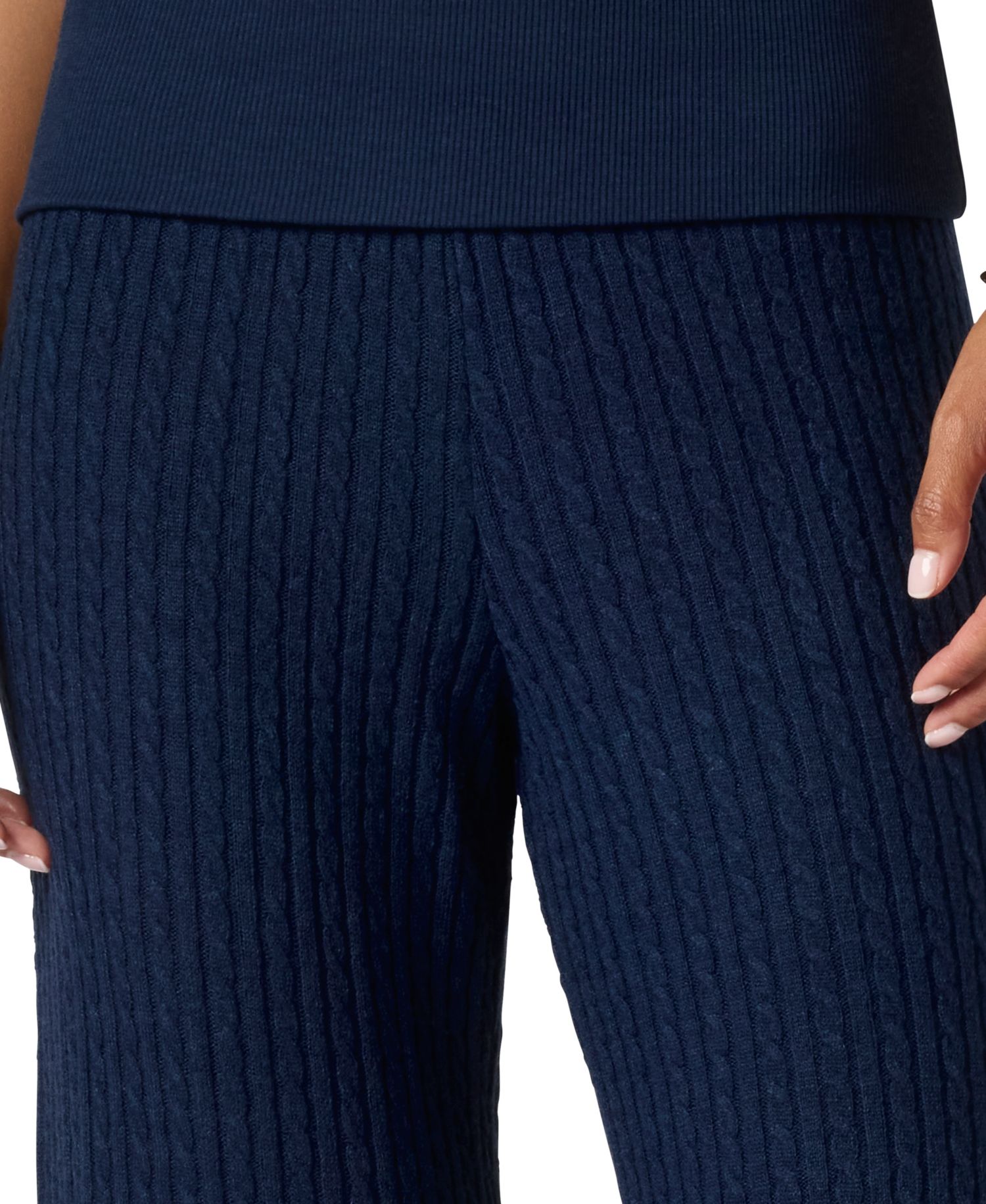 Juniors' Baby Wide-Leg Cable-Knit Pull-On Pants
