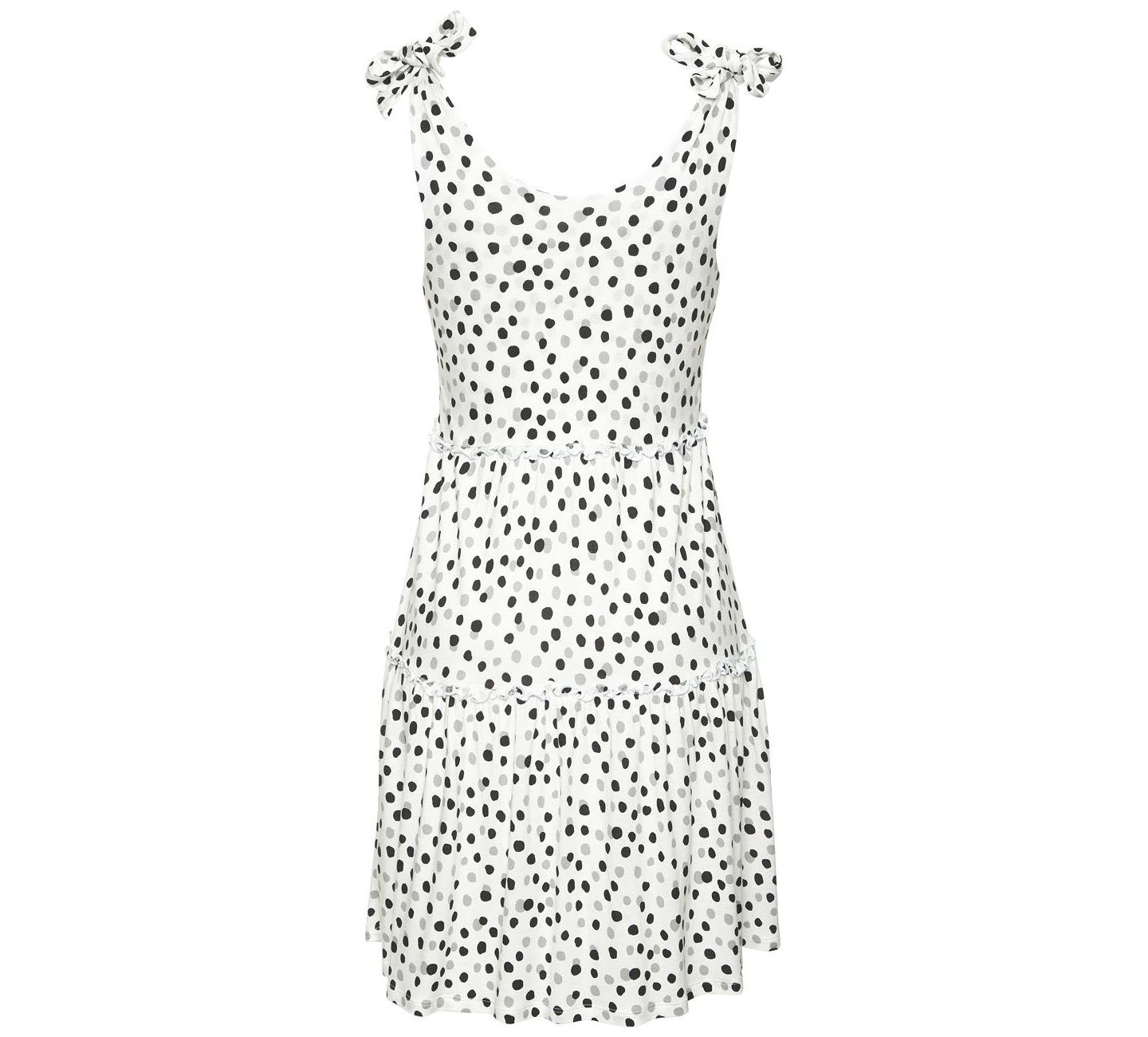 Женское платье Lascana Viscose Printed Tie Strap Fit-and-Flare V-Neck Short, цвет: Белый разноцветный — фото 5