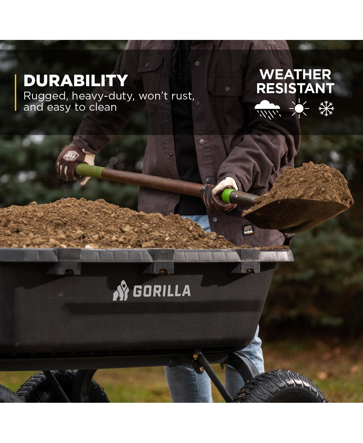 Gorilla Carts Heavy Duty 12 Cubic Foot Poly Yard Dump Garden Utility Cart, Black