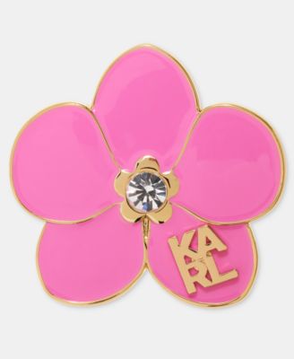 Crystal & Logo Orchid Statement Pin 