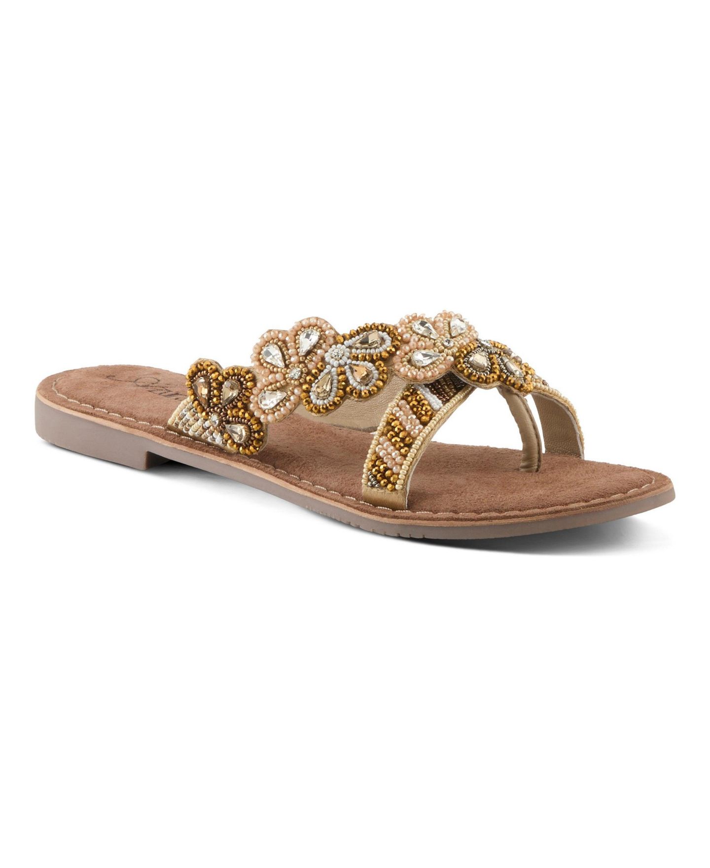 Женские сандалии Azura Sweetums Flat Sandal with Suede Upper, цвет: Бежевый разноцветный — фото 1