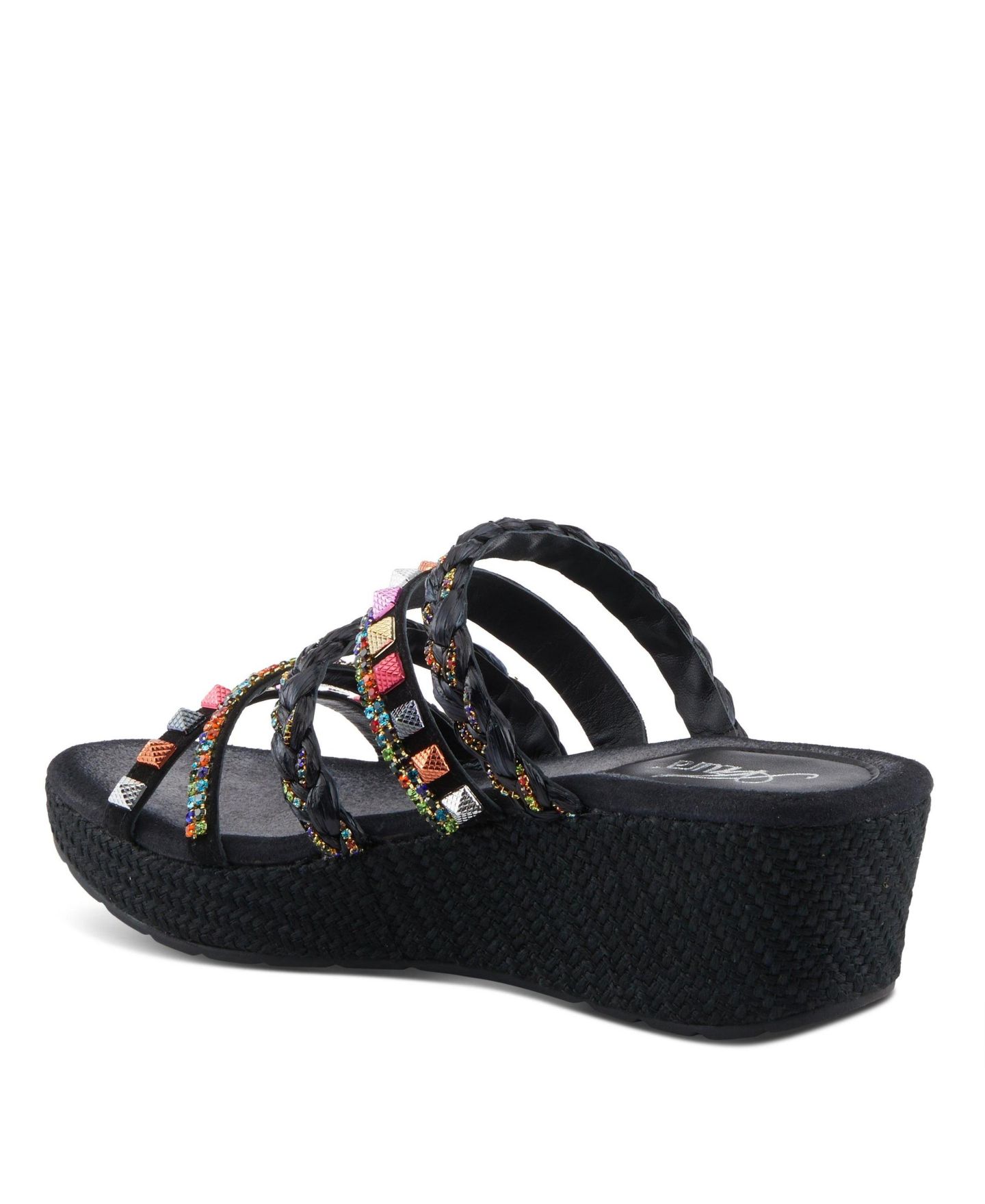 Женские сандалии Azura Shinychic Wedge Sandal with Suede Upper, цвет: Чёрный разноцветный — фото 7