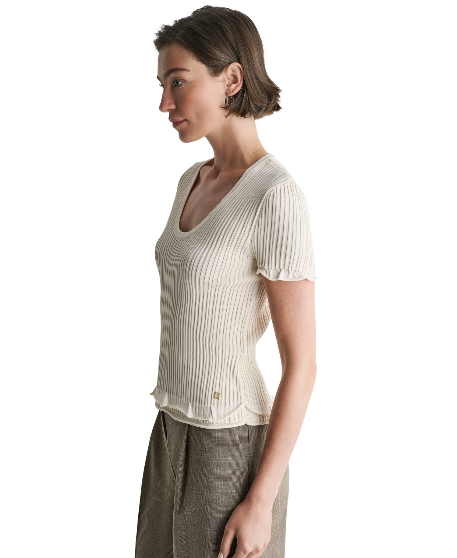 Women's Short-Sleeve Scoop Neck Ruffle Top