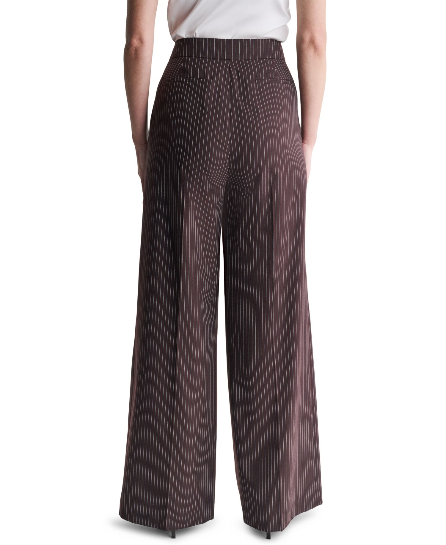 Women's Pinstripe High-Waist Wide-Leg Pants