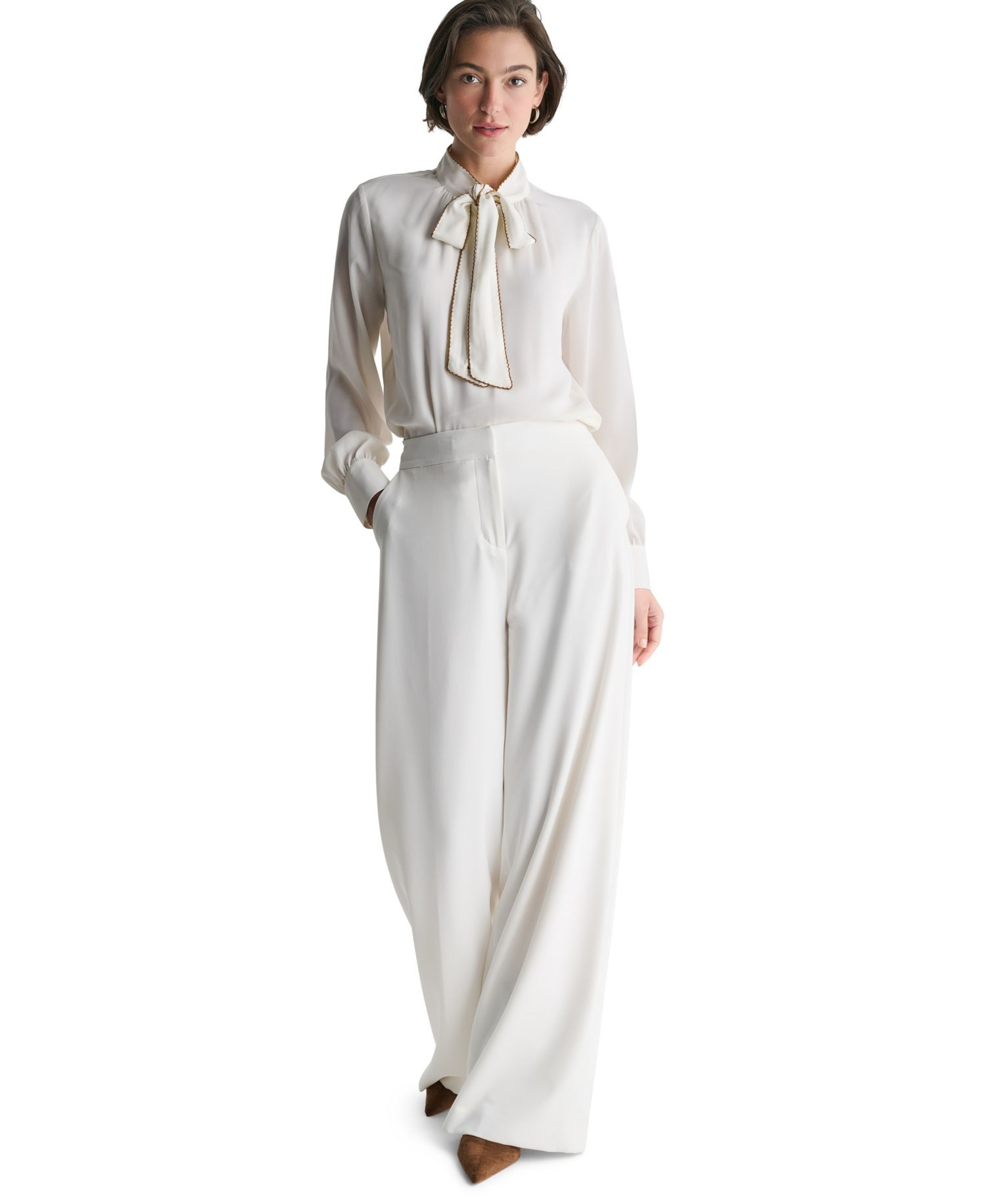 Women's High-Rise Pleated Wide-Leg Pants