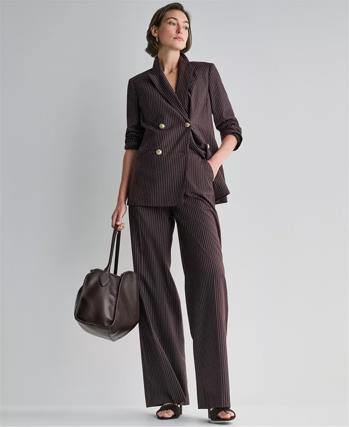 Women's Double-Breasted Pinstripe Blazer - thumbnail 8