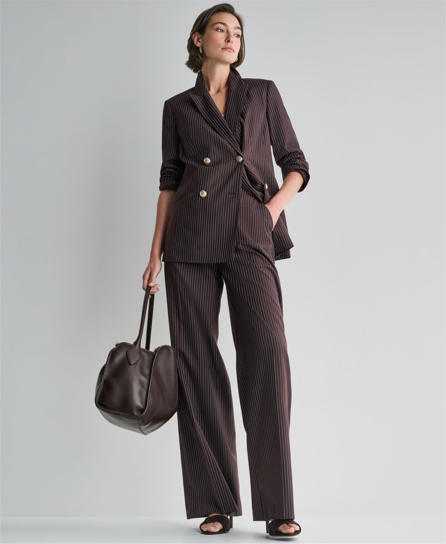 Women's Double-Breasted Pinstripe Blazer