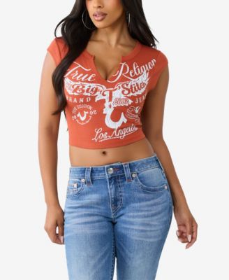 Women's Heritage Rib Notch Cropped Ribbed T-Shirt