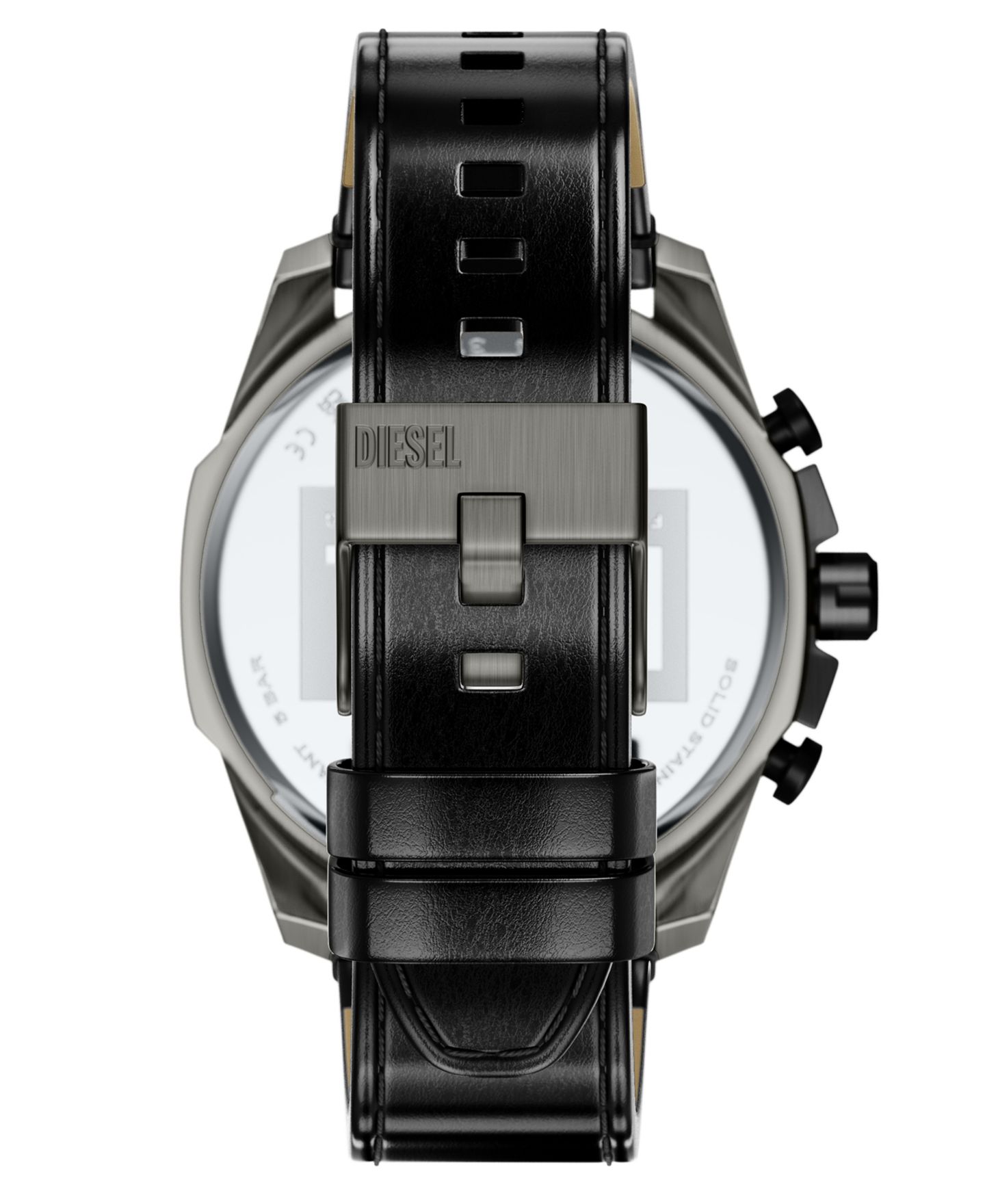 Мужские часы Diesel Mega Chief Slim Quartz Chronograph Black Leather Watch 48mm — фото 2