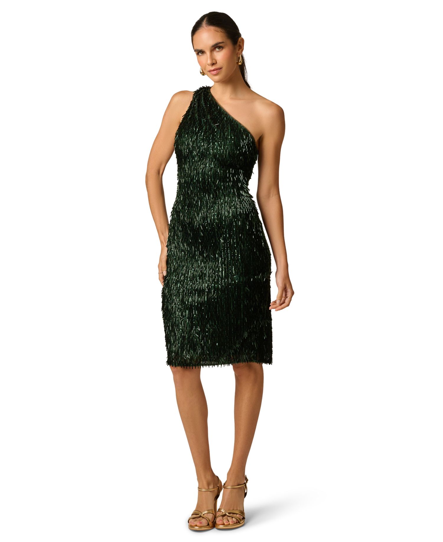 Women's One-Shoulder Sequin Fringe Dress