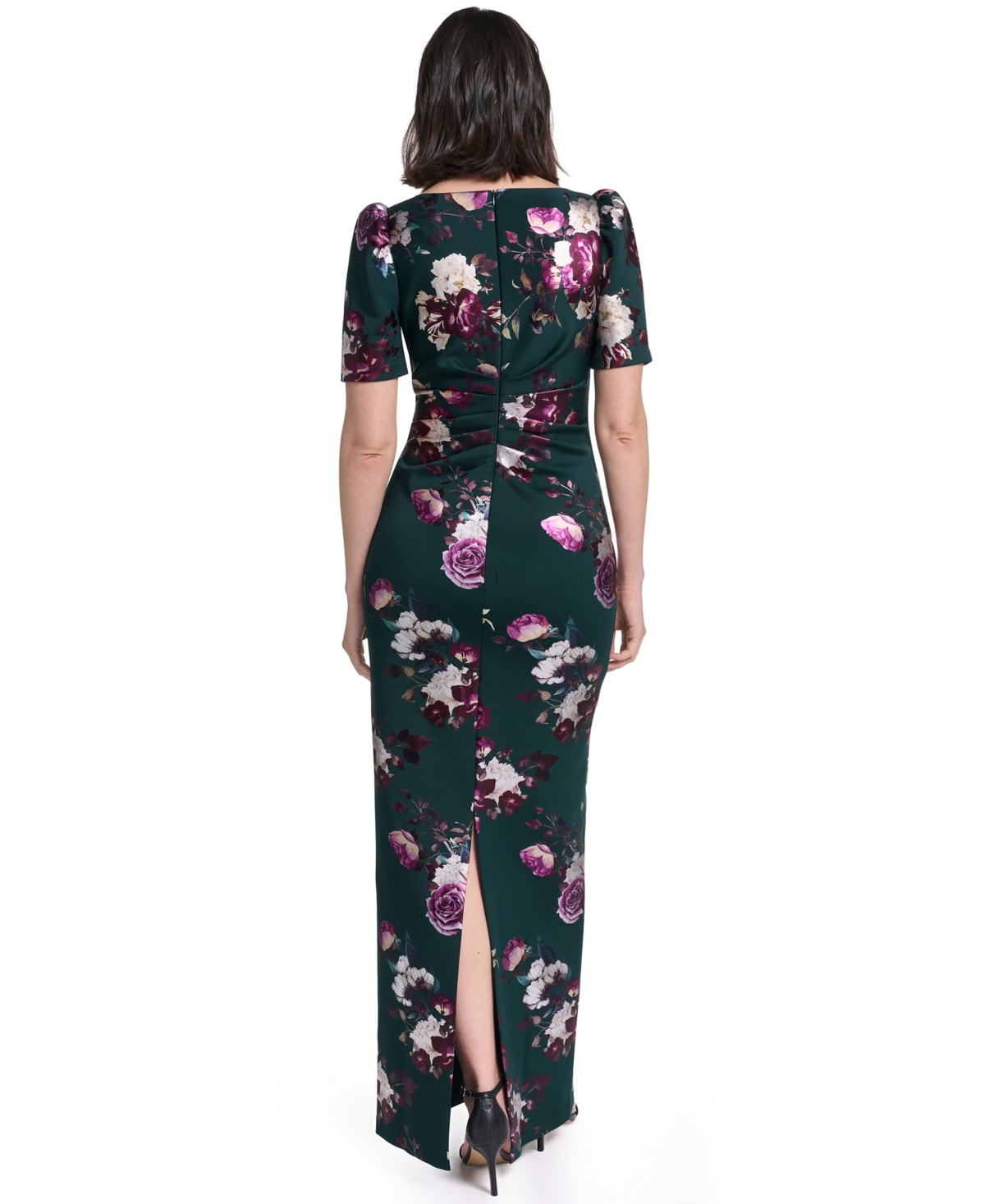 Jessica Howard Petite Elbow-Sleeve Boat Neck Gown