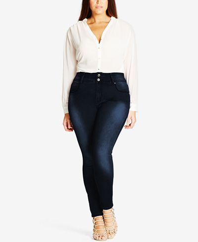 City Chic Trendy Plus Size Harley Dark Denim Wash Skinny Jeans