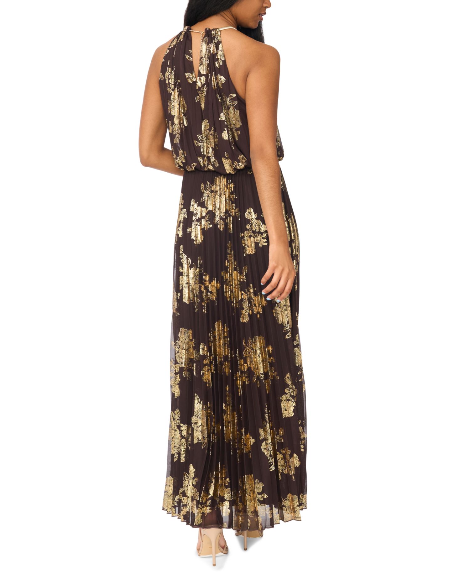 Women's Embellishment Halter-Neck Pleated Gown