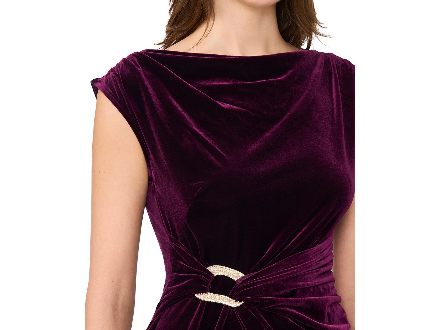 Женское платье MSK Cowl Neck Velvet Sleeveless Dress, цвет: Сливовый — фото 4