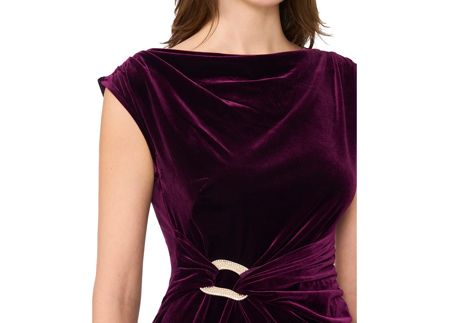 Women's Cowl Neck Velvet Sleeveless Dress