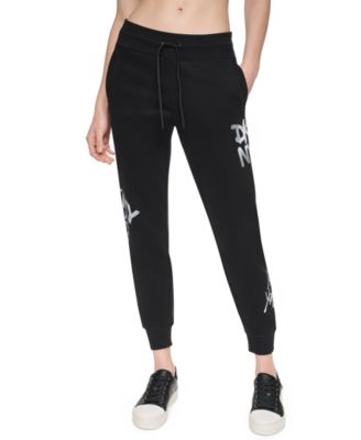 Women's Graffiti Logo Mid-Rise Rib Waist Cuffed Joggers
