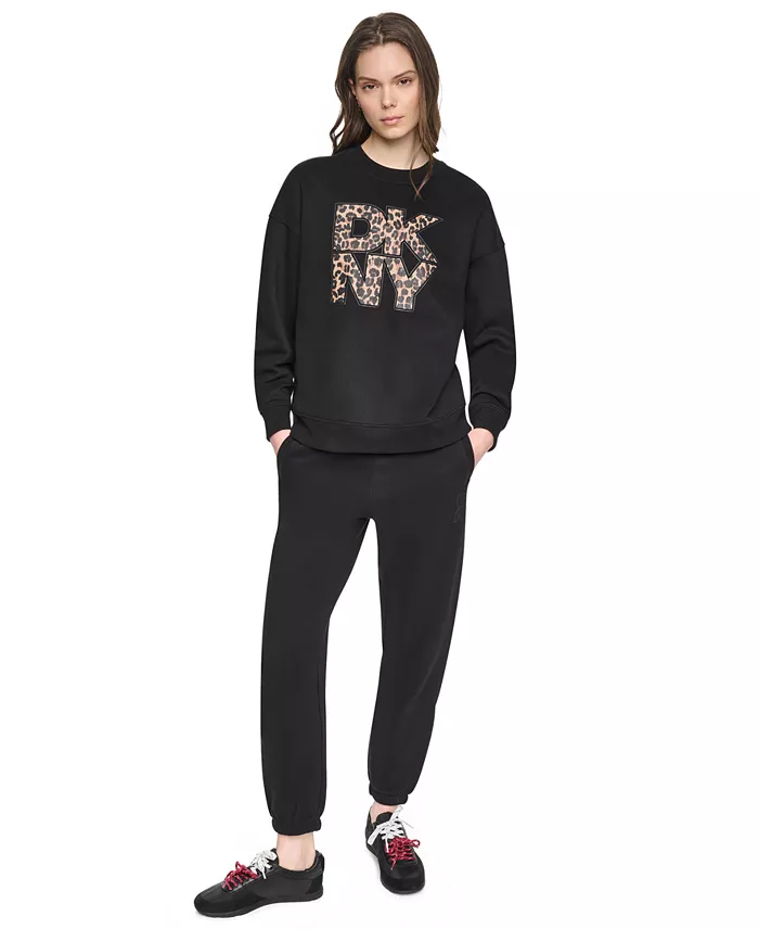 Women's Stacked Puff Outline Graphic Crewneck Pullover Sweatshirt - thumbnail 2