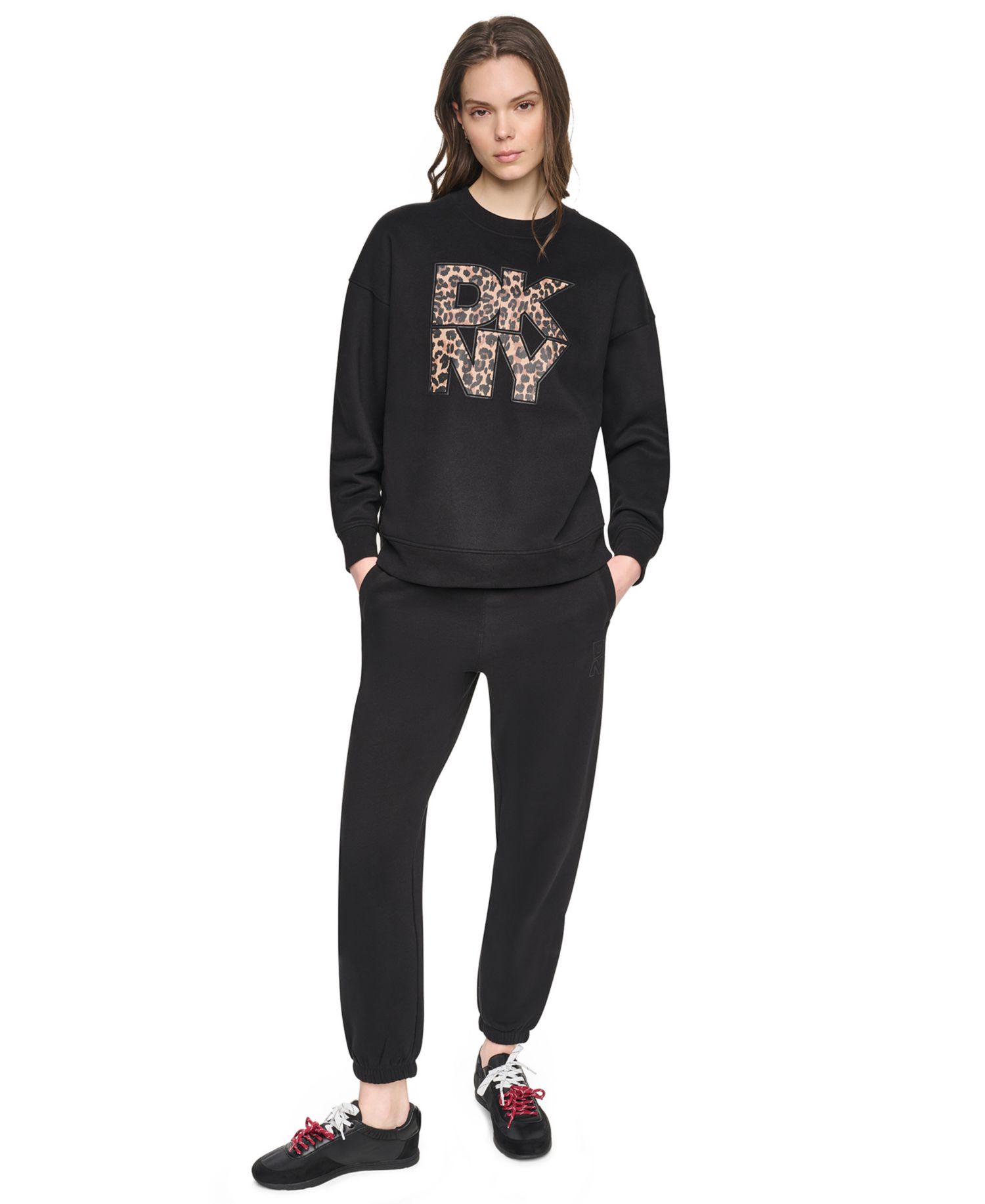 Women's Stacked Puff Outline Graphic Crewneck Pullover Sweatshirt