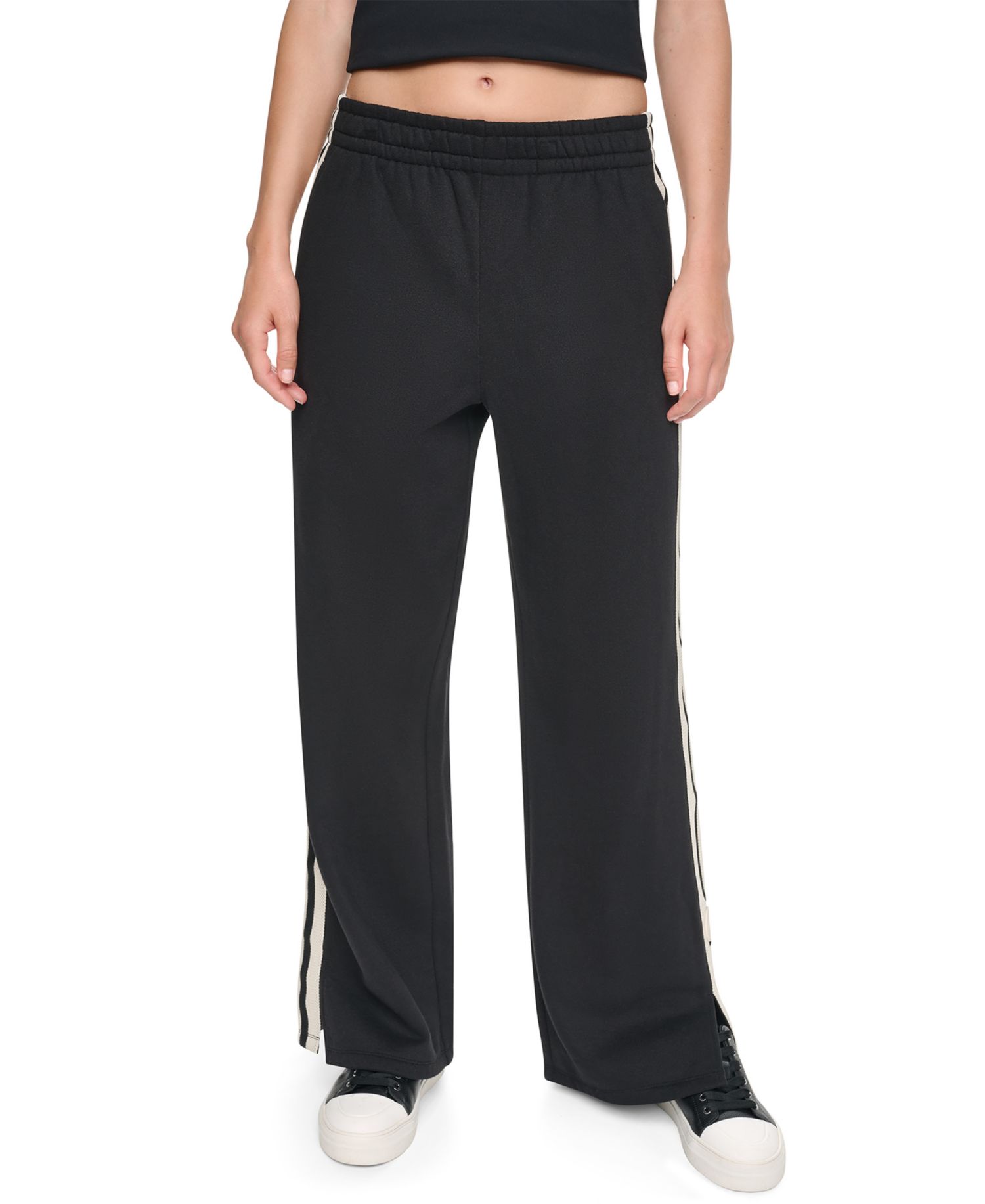Women's High-Rise Textured Tape Straight-Leg Track Pants