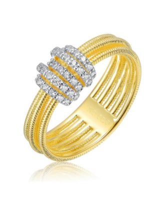 Radiant 14K Gold Plated Mesh Brilliant CZ Bands Ring