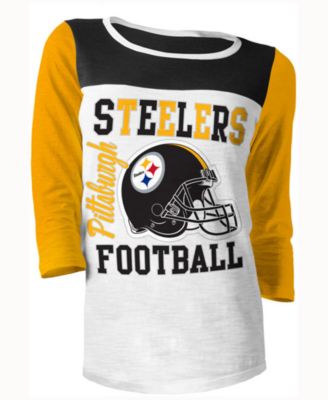 5th & Ocean - Women's Pittsburgh Steelers Three-Quarter Glitter T-Shirt