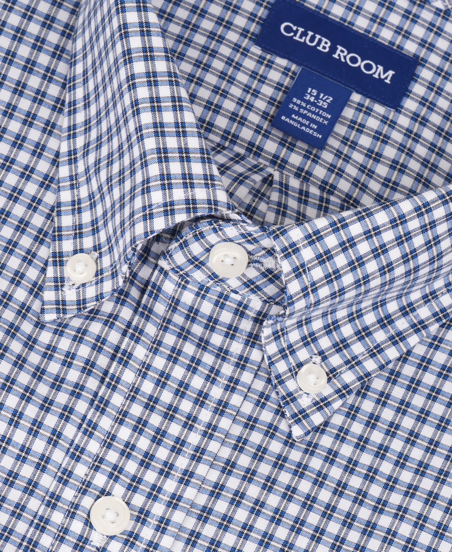 Мужская рубашка Club Room Regular-Fit Stretch Plaid Dress Shirt, цвет: Тёмно-синий — фото 8