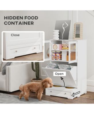 Dog Feeding Station with Two Storage Cabinets Raised Bowls and Anti Tip Kit