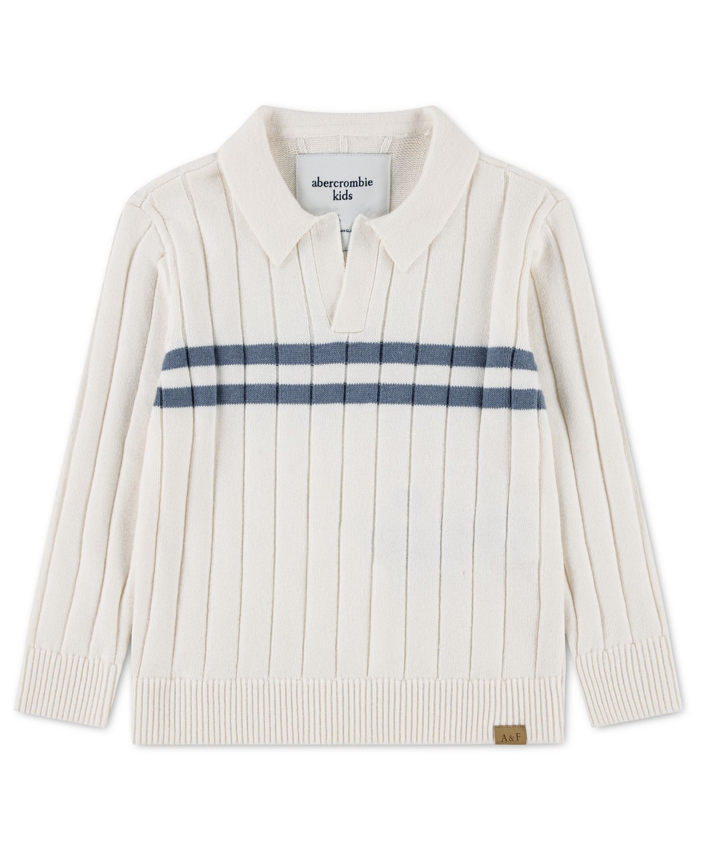 Свитер abercrombie kids Long-Sleeve Johnny Chest Stripe Sweater для мальчиков-малышей, цвет: Чёрный — фото 1