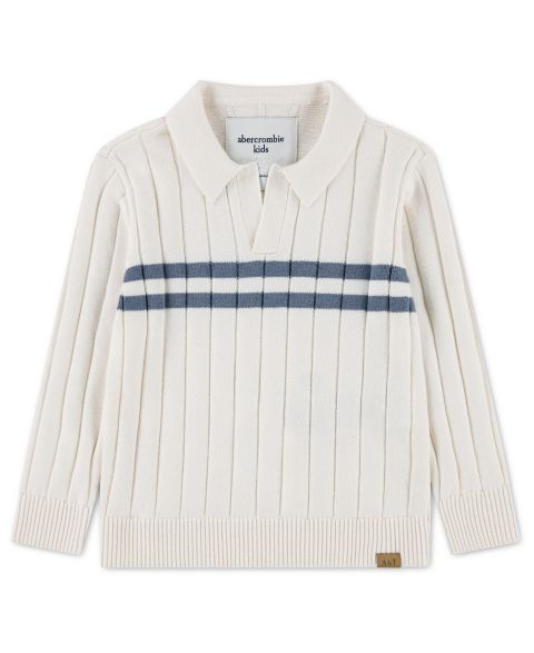 Свитер abercrombie kids Long-Sleeve Johnny Chest Stripe Sweater для мальчиков-малышей, цвет: Чёрный
