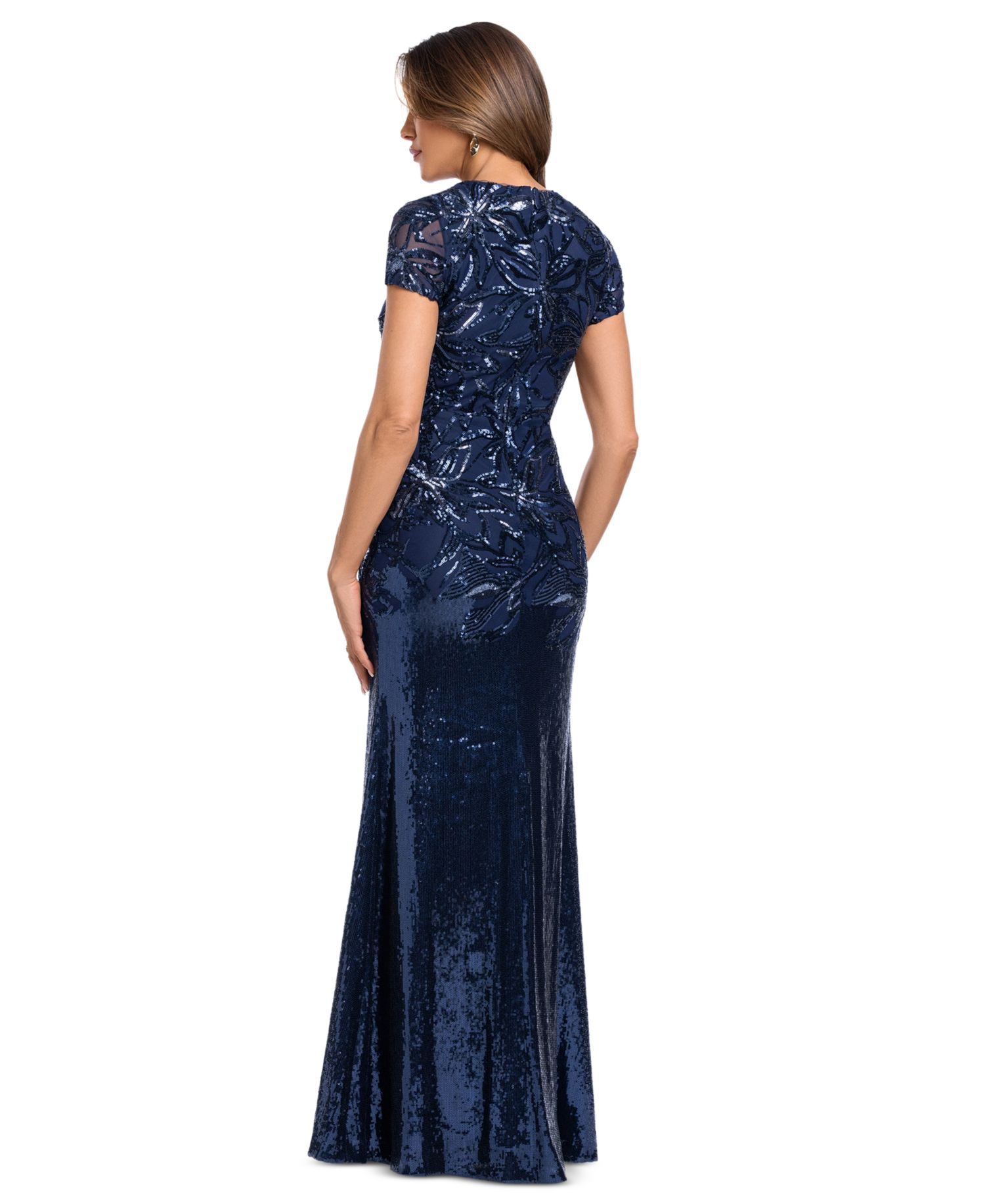 Women's Sequin Boat Neck Gown