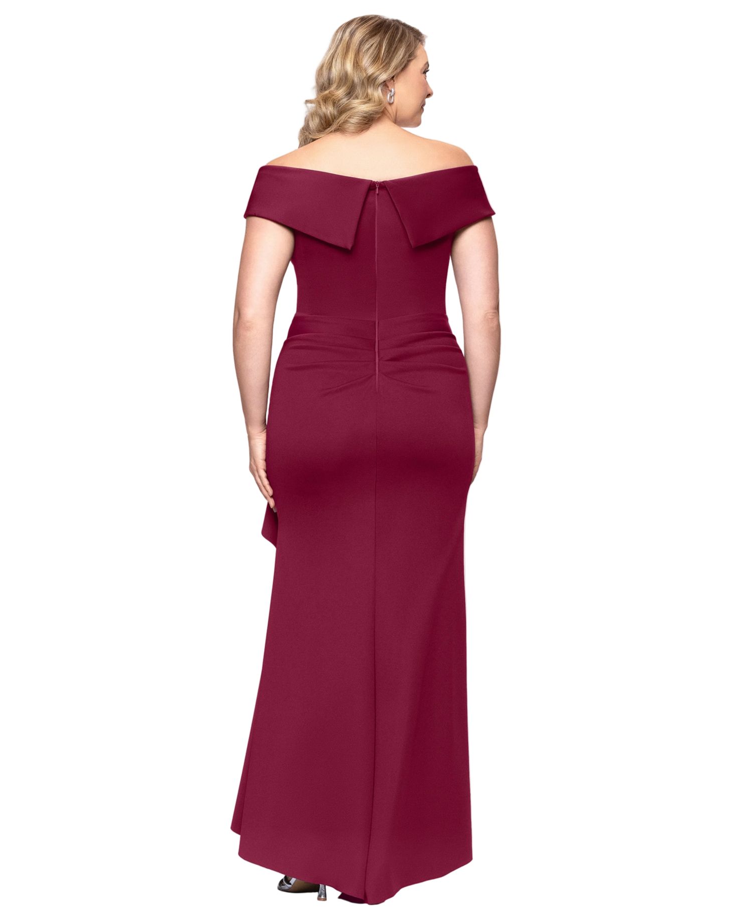 Plus Scuba Off-The-Shoulder Gown
