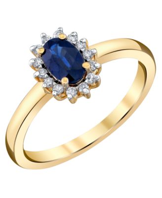Sapphire (5/8 ct. t.w.) & Diamond (1/8 ct. t.w.) Ring in 10k Yellow Gold