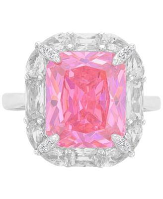 Dark Pink Crystal Bridal Band Ring