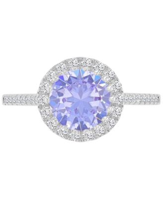 Silver-Plated Lavender Round Bridal Ring