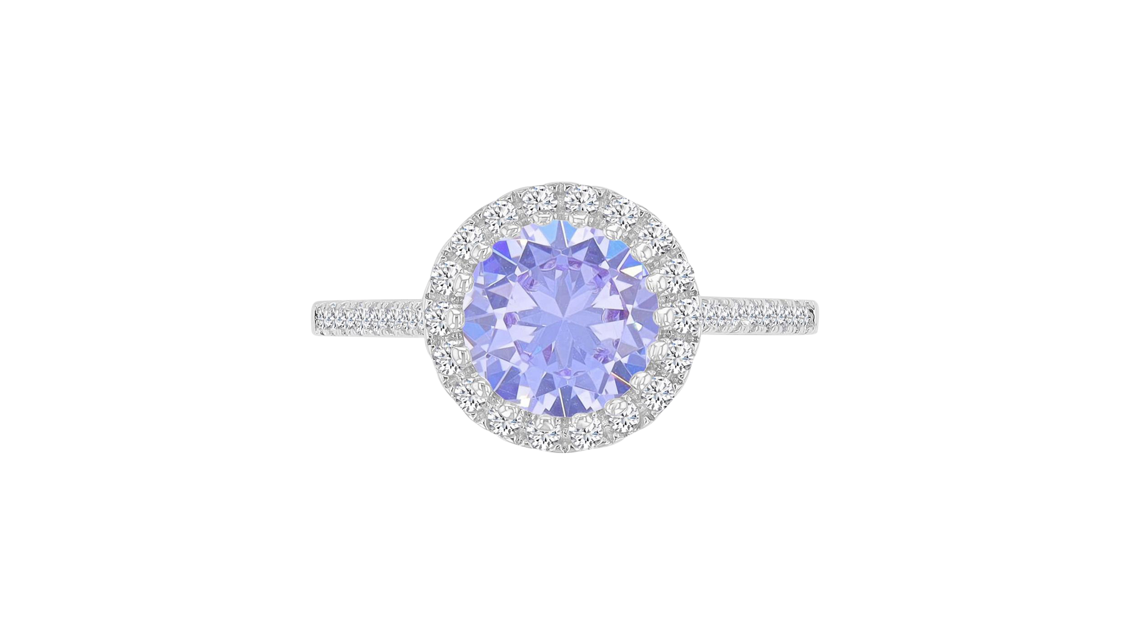 Macy's Silver-Plated Lavender Round Bridal Ring