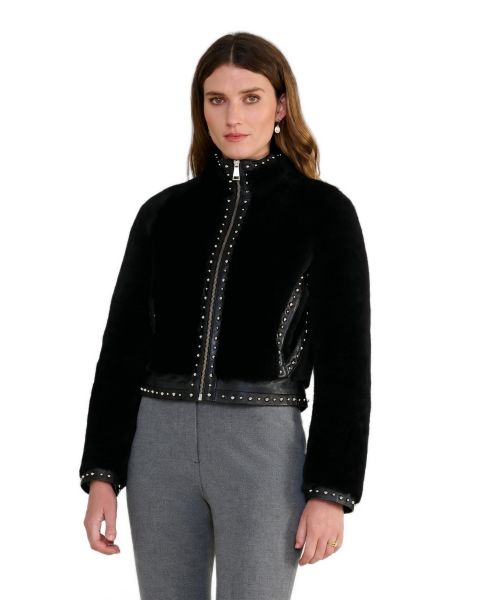 Женская куртка Furniq UK Harper Studded Shearling, цвет: Чёрный