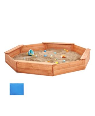 Octagonal Sandbox With Cover, 75.6" x 75.6", Accommodates 4-6 Children, Ages 7+