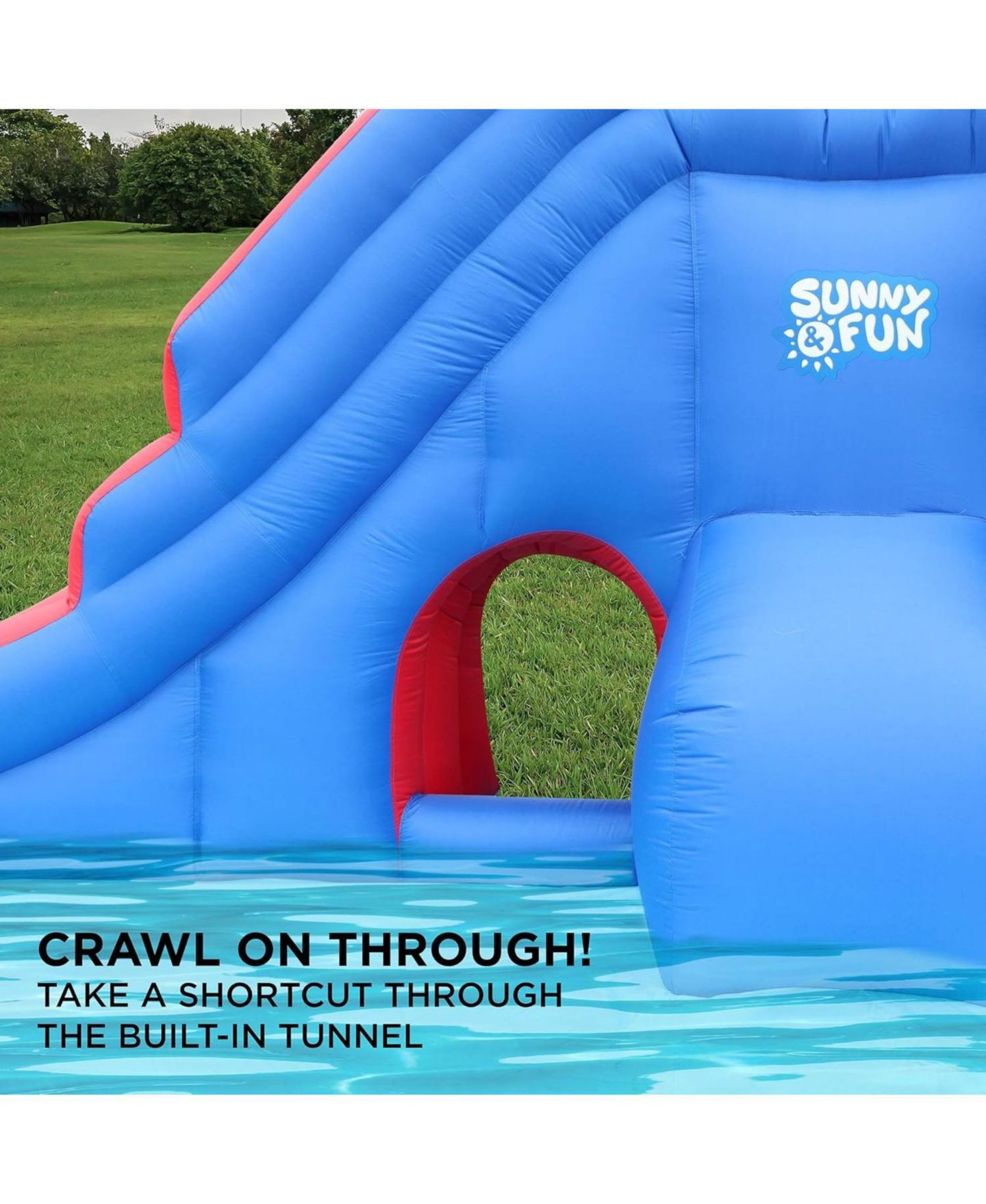 Детская игрушка Sunny & Fun Slide 'N Spray Nylon Inflatable Bounce Water Slide & Pool, For Up to 3 Children, Ages 3+, цвет: Синий — фото 7