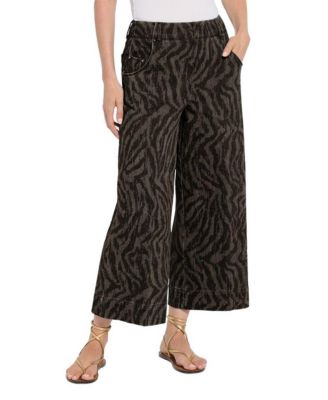Women's Leo Palazzo High-Rise Wide-Leg Animal-Print Denim, 25" Inseam
