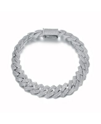 Dazzling Men's White Gold Plated Chic CZ Pave Chain Bracelet