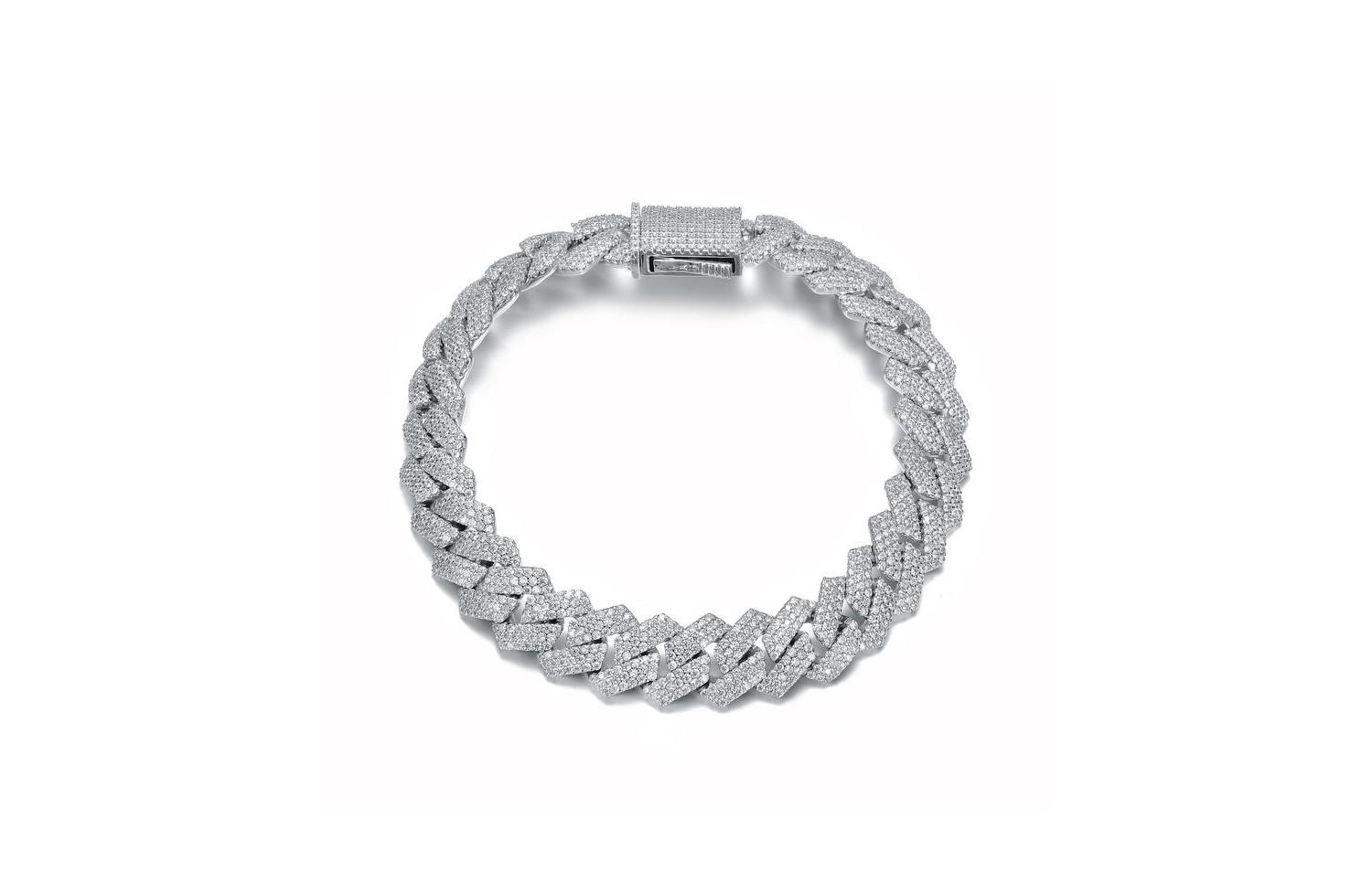 Dazzling Men's White Gold Plated Chic CZ Pave Chain Bracelet